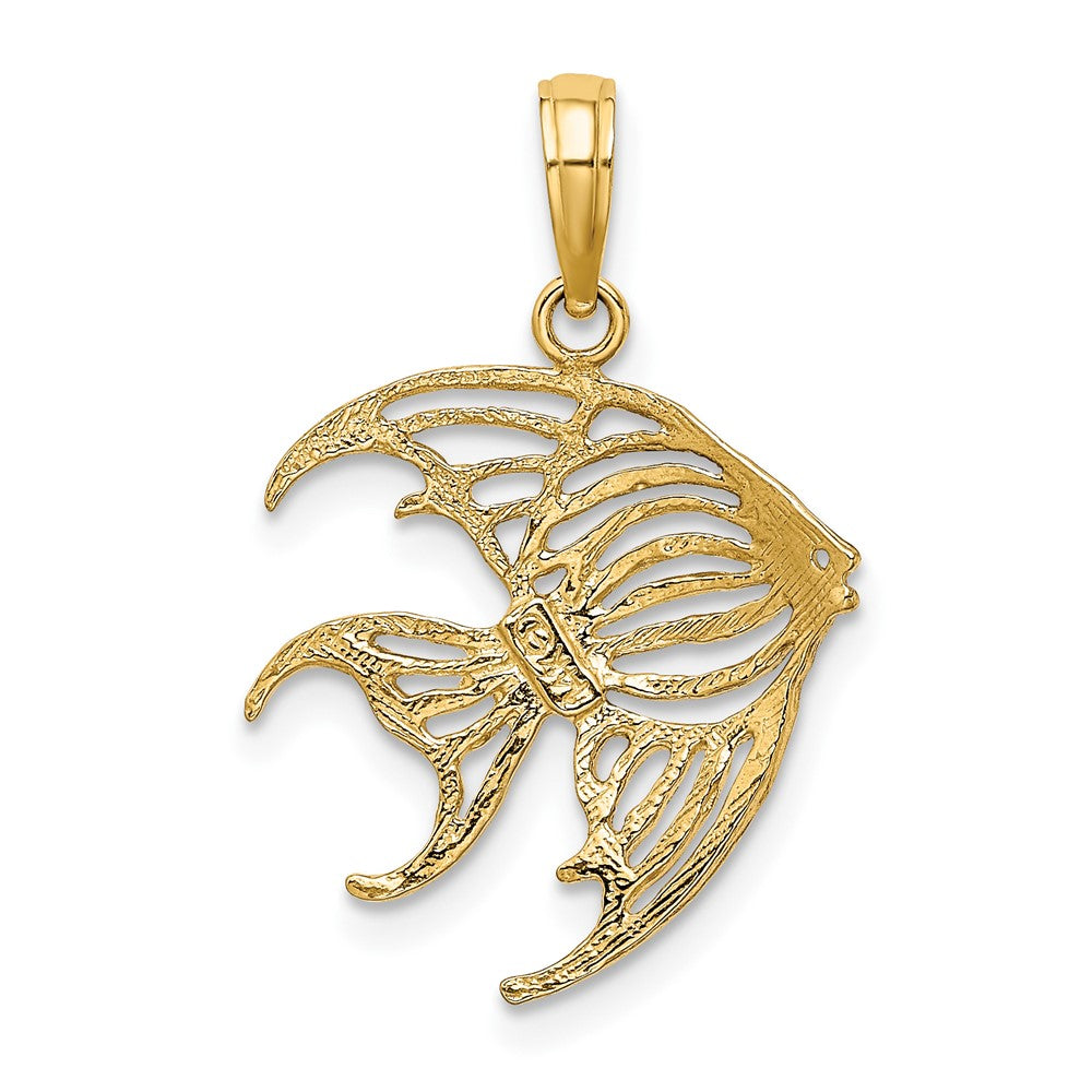 10k Yellow w/Rhodium 17.22 mm Cut-Out Angelfish Charm (0.81 grams)