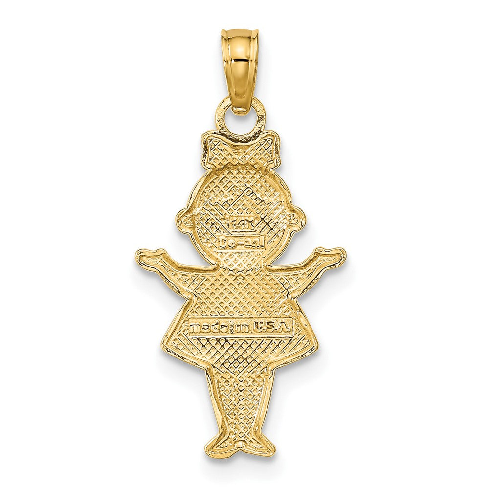 10k Yellow w/Rhodium 12.4 mm Girl Charm (0.81 grams)