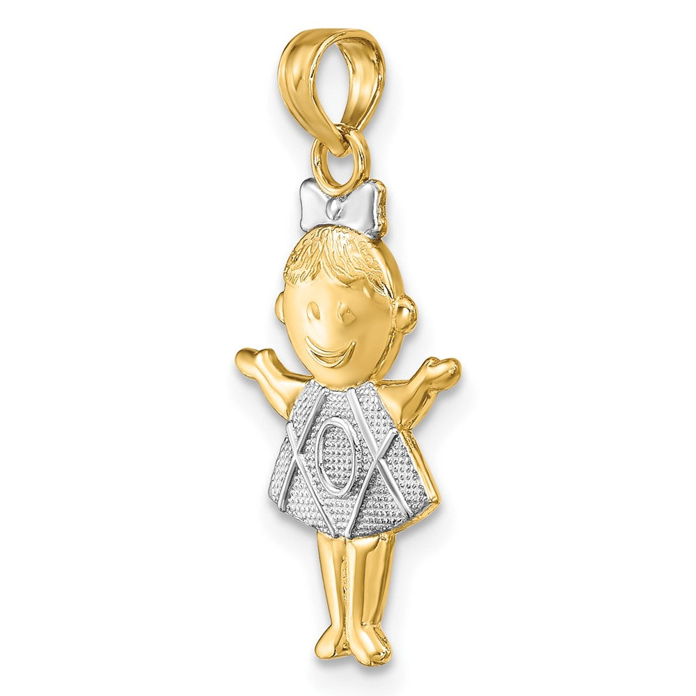 10k Yellow w/Rhodium 12.4 mm Girl Charm (0.81 grams)