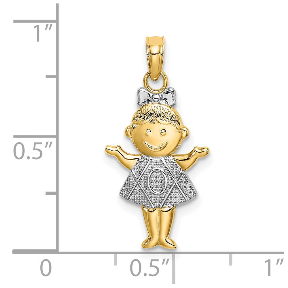 10k Yellow w/Rhodium 12.4 mm Girl Charm (0.81 grams)