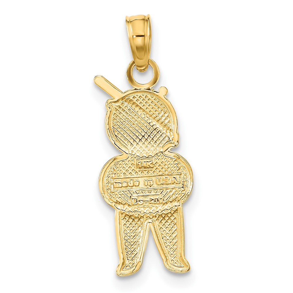 10k Yellow w/Rhodium 8.6 mm Boy Charm (0.72 grams)