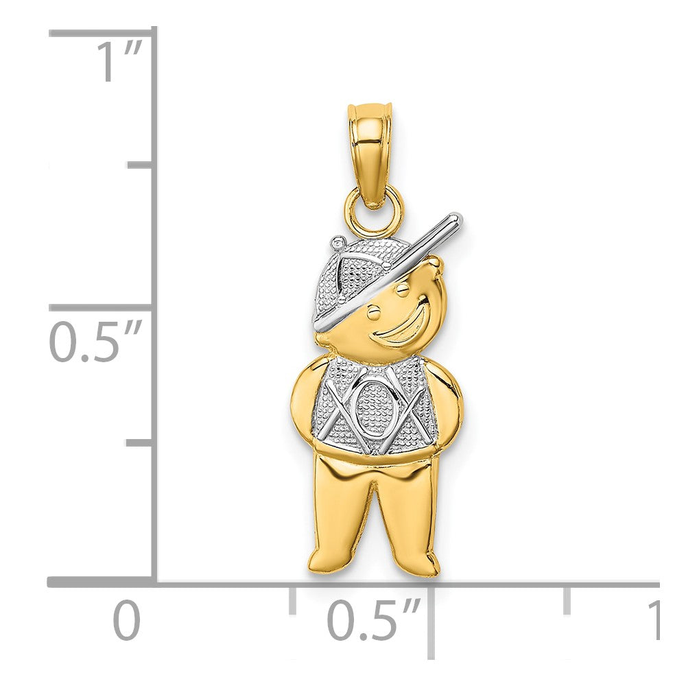 10k Yellow w/Rhodium 8.6 mm Boy Charm (0.72 grams)