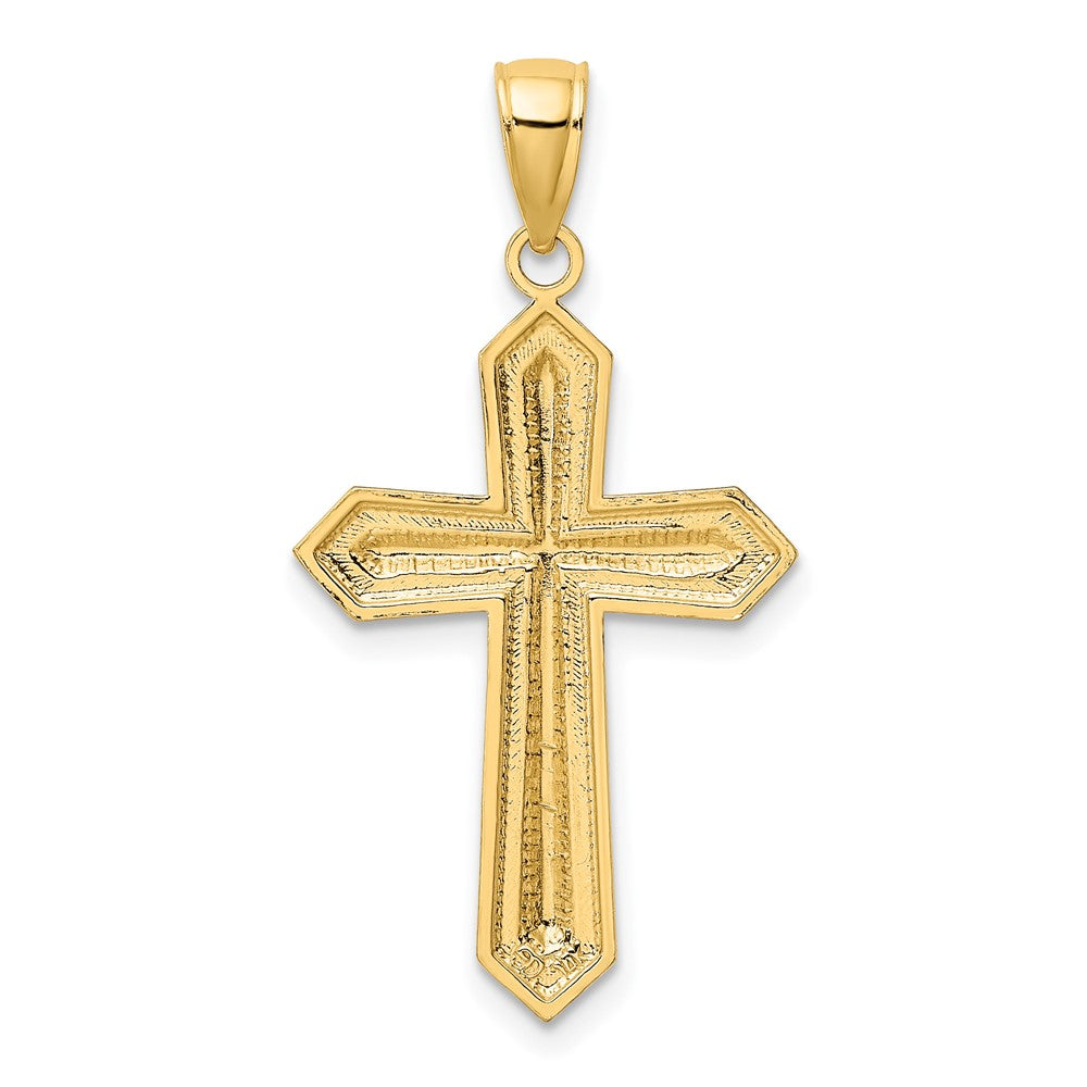 10k Yellow w/Rhodium 16 mm D/C Cross Pendant (1.03 grams)