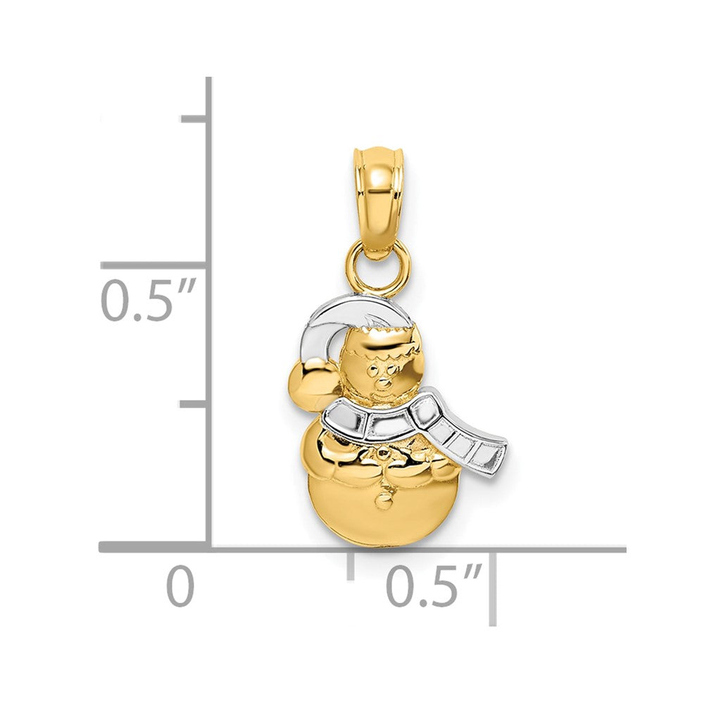 10k Yellow w/Rhodium 9.2 mm Snowman Pendant (0.5 grams)