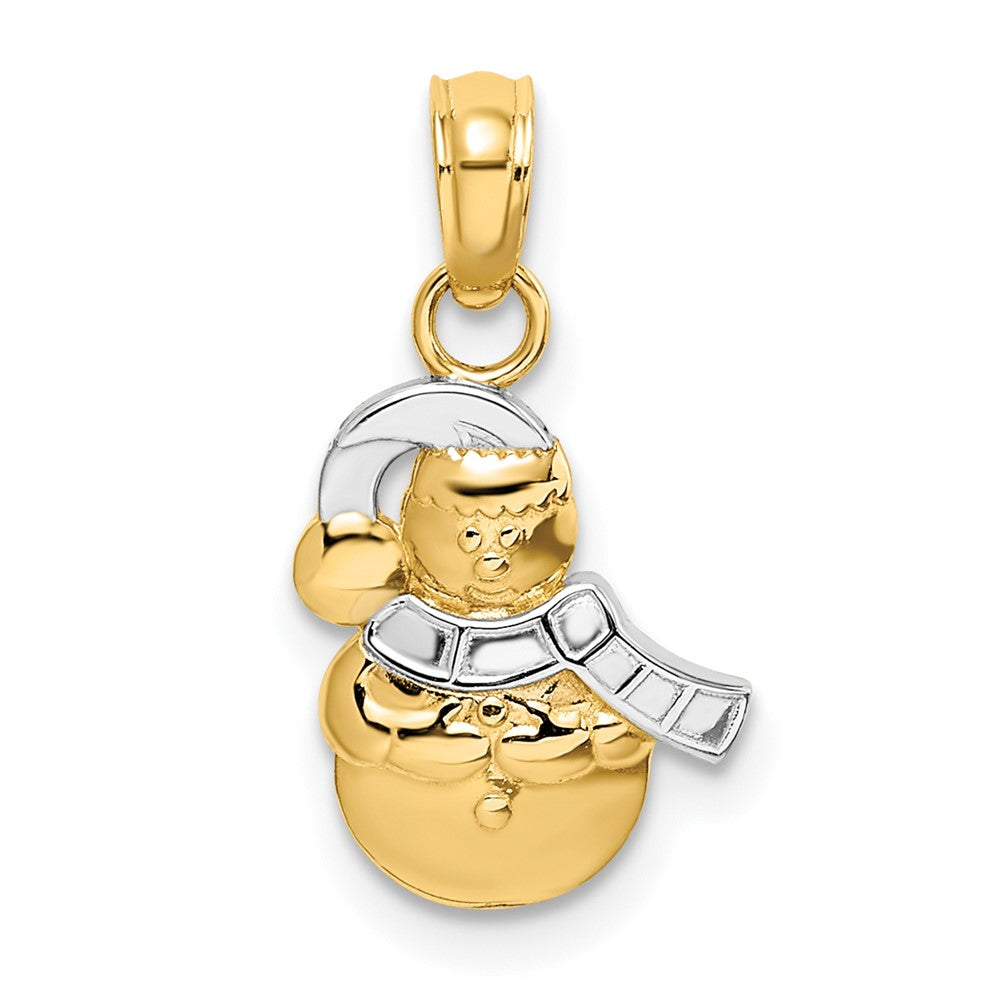 10k Yellow w/Rhodium 9.2 mm Snowman Pendant (0.5 grams)