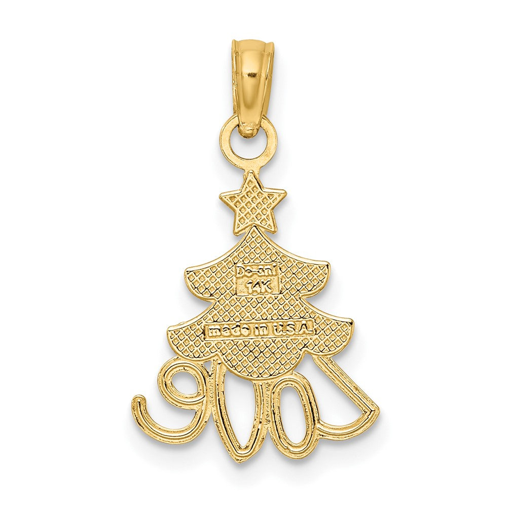 10k Yellow w/Rhodium 12.75 mm Christmas Tree Charm (0.63 grams)