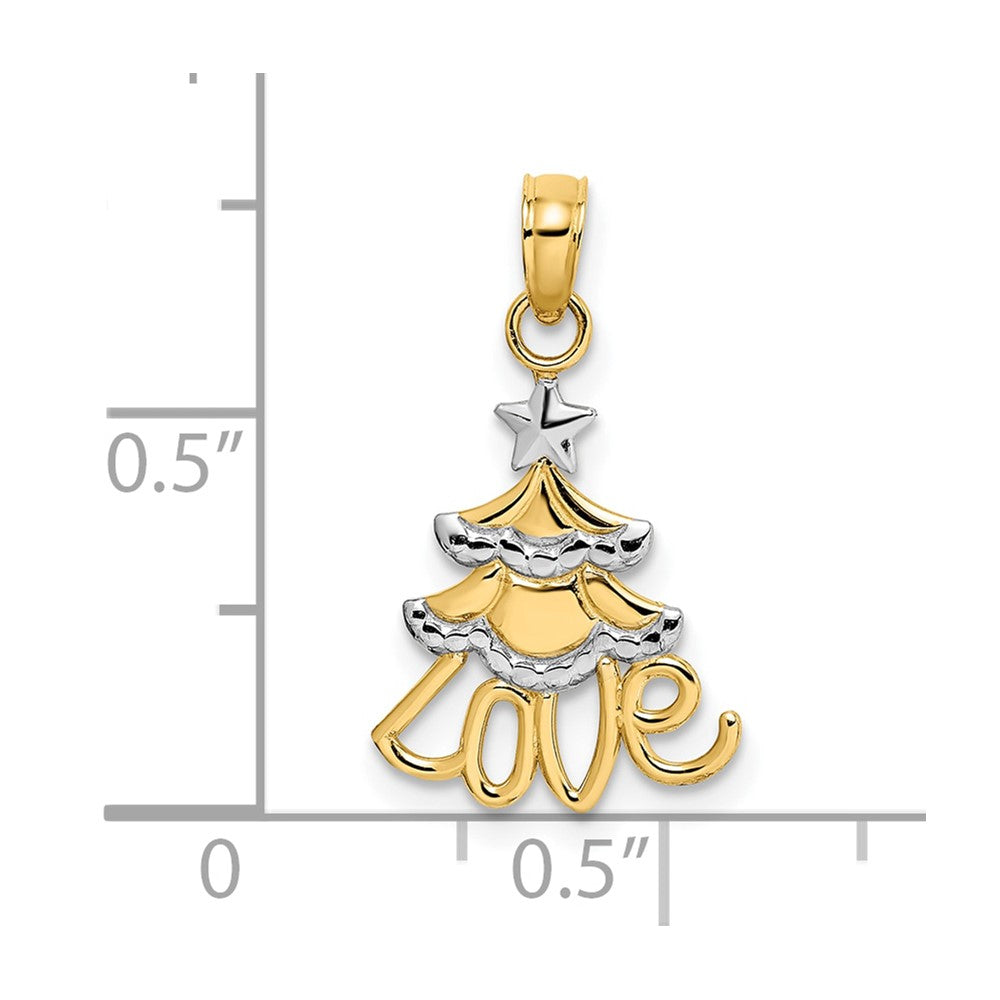 10k Yellow w/Rhodium 12.75 mm Christmas Tree Charm (0.63 grams)