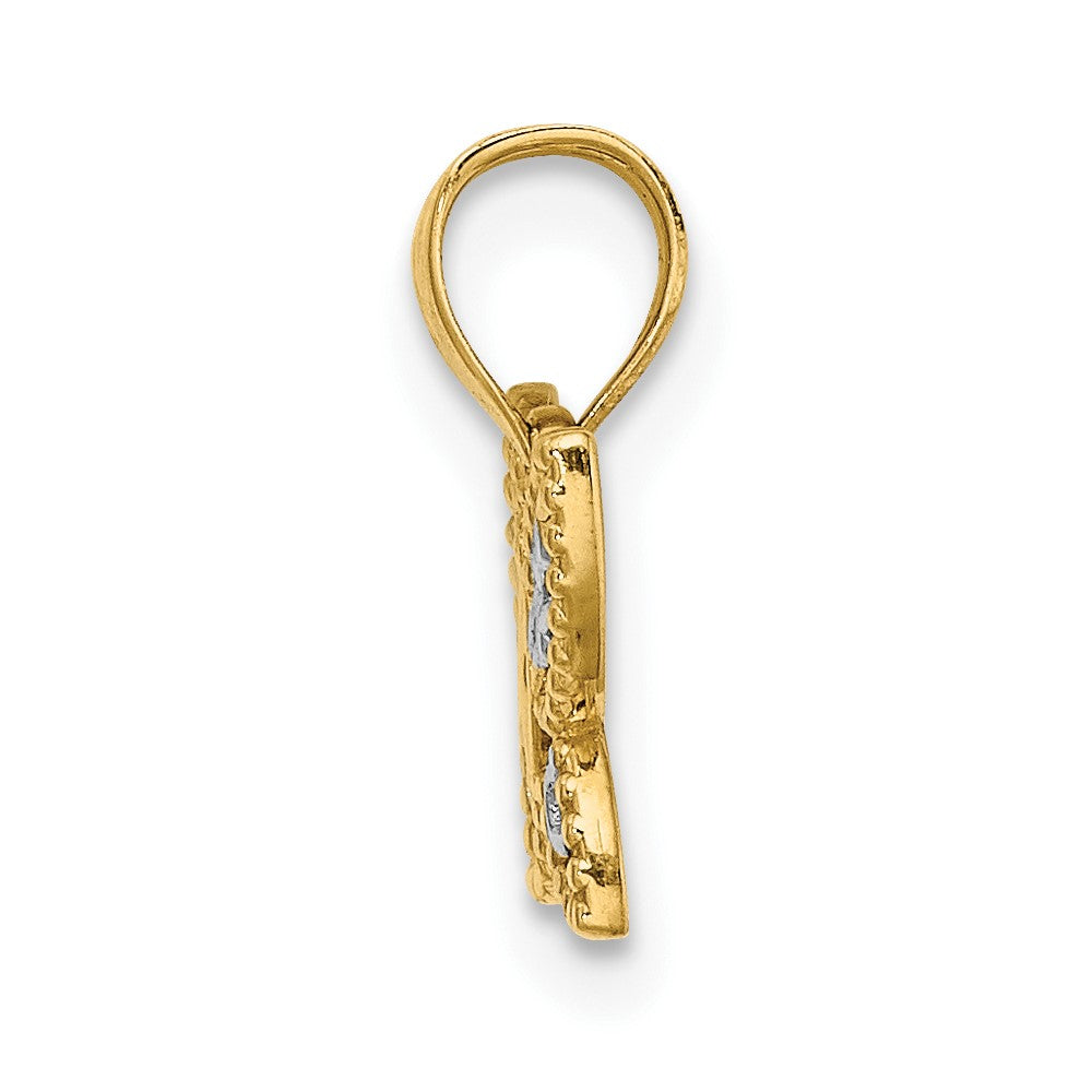 10k Yellow w/Rhodium 10.3 mm Mini D/C Butterfly Charm (0.47 grams)