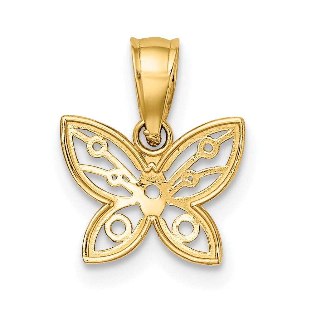 10k Yellow w/Rhodium 10.3 mm Mini D/C Butterfly Charm (0.47 grams)
