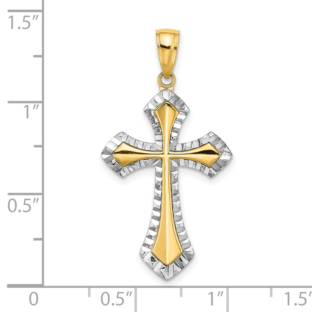 10k Yellow w/Rhodium 18 mm D/C Reversible Cross Charm (2.4 grams)