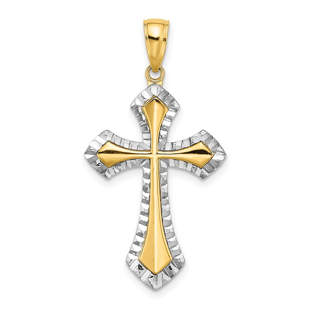 10k Yellow w/Rhodium 18 mm D/C Reversible Cross Charm (2.4 grams)