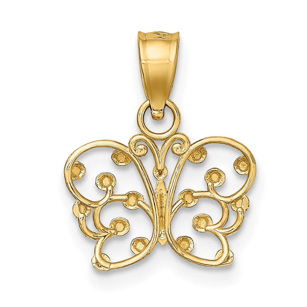 10k Yellow w/Rhodium 12.8 mm D/C Butterfly Charm (0.45 grams)