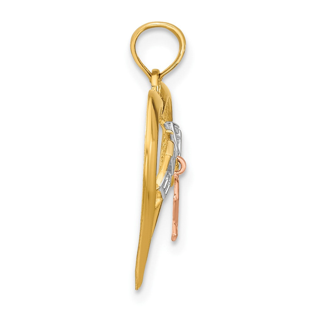 10k Two-tone 18.35 mm BELIEVE in Heart w/ Breast Cancer Ribbon (0.65 grams)