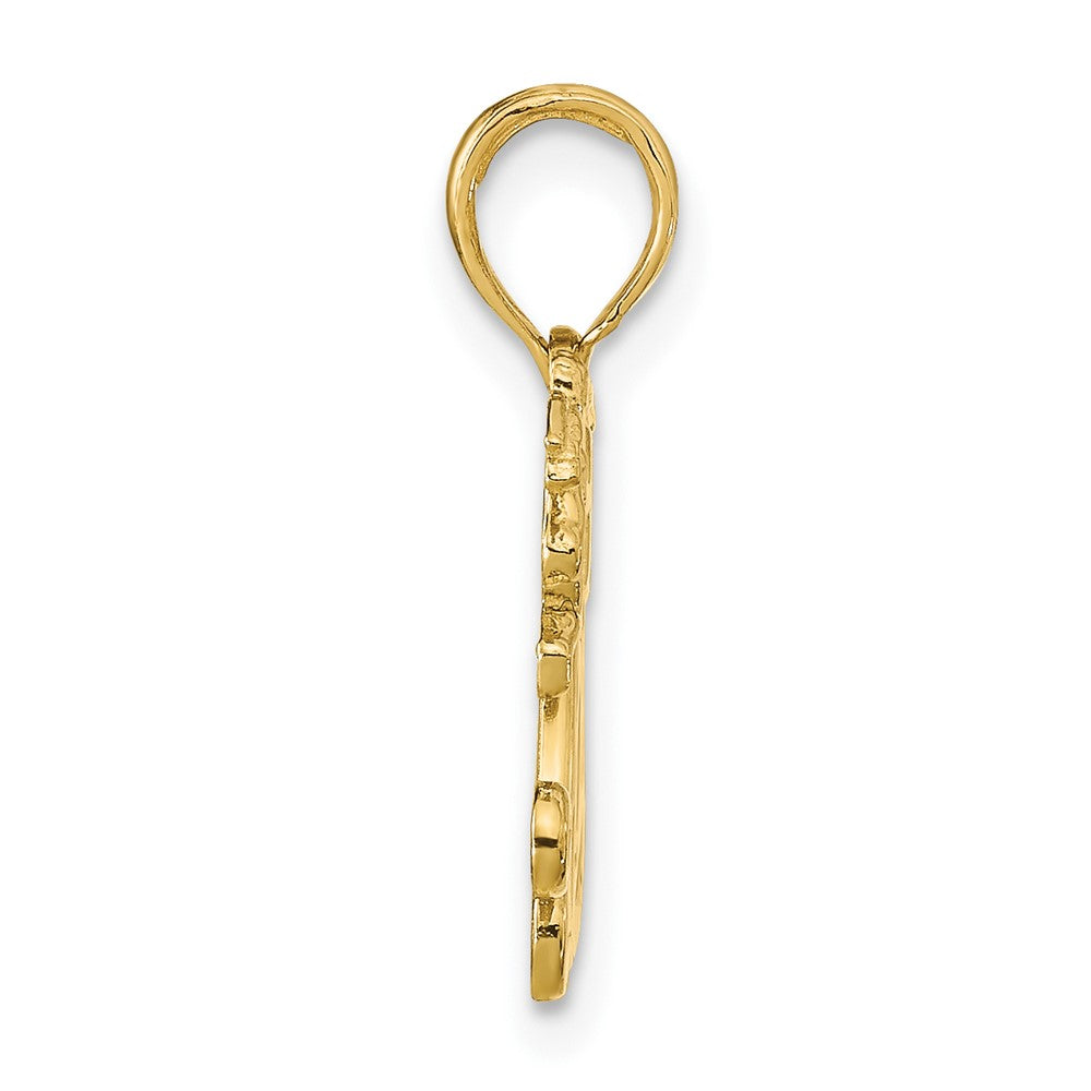 10k Yellow Gold 16.5 mm Polished MOM w/Heart and Angels Pendant (1.01 grams)