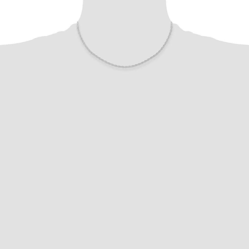 10k White Gold 1.15 mm Carded Cable Rope Chain (1.03 grams)