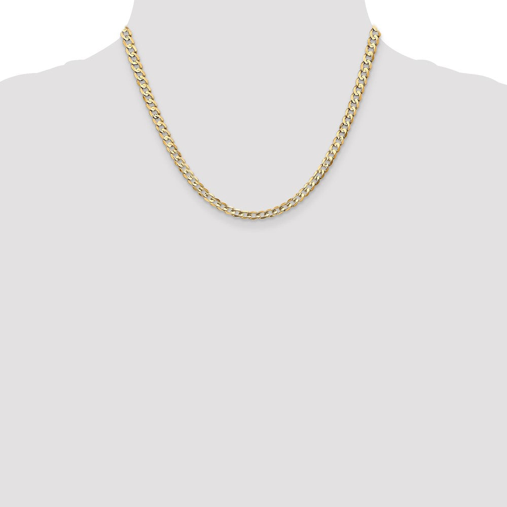 10k Yellow Gold 4.5 mm Open Concave Curb Chain 10K