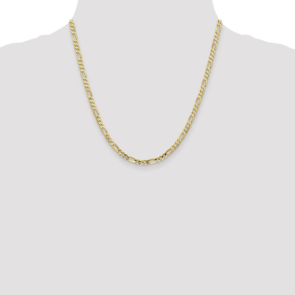 10k Yellow Gold 4 mm Concave Open Figaro Chain