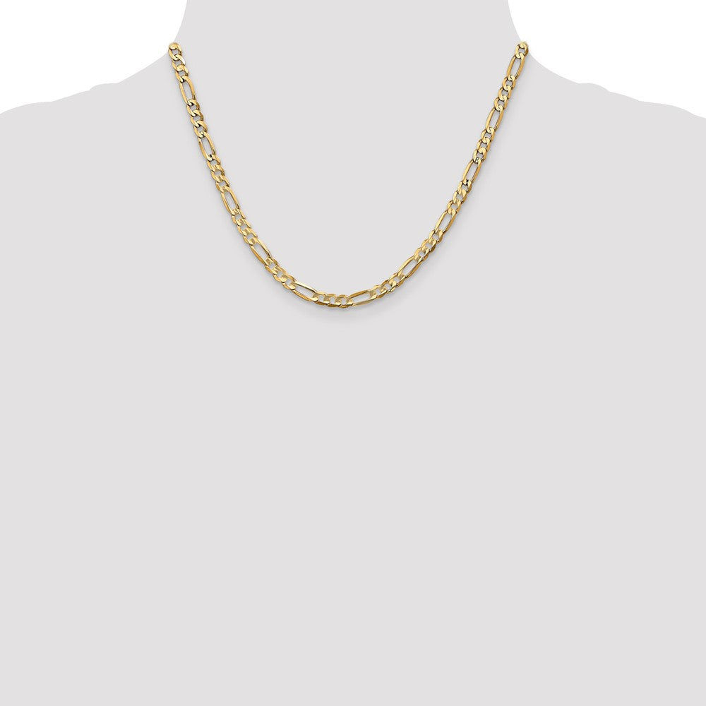 10k Yellow Gold 4.5 mm Concave Open Figaro Chain (10.36 grams)