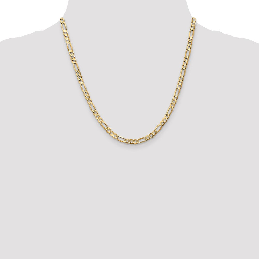 10k Yellow Gold 4.5 mm Concave Open Figaro Chain (10.36 grams)