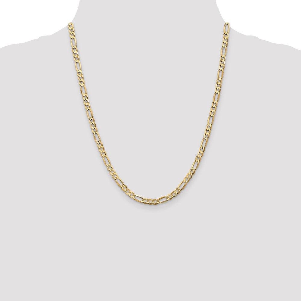 10k Yellow Gold 4.5 mm Concave Open Figaro Chain (10.36 grams)