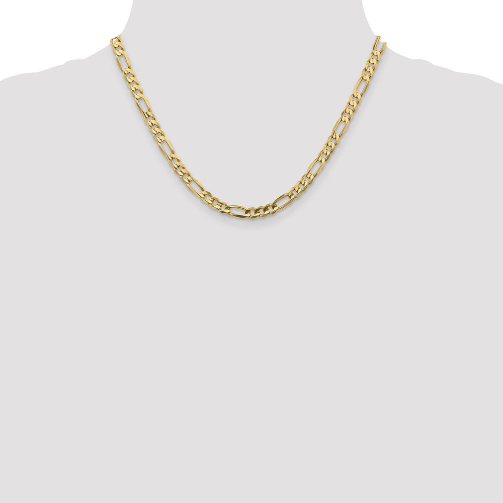 10k Yellow Gold 5.5 mm Concave Open Figaro Chain (12.63 grams)