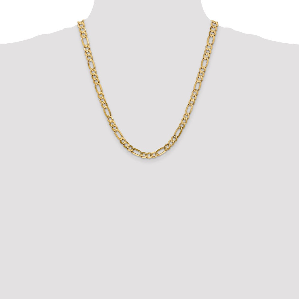 10k Yellow Gold 6 mm Concave Open Figaro Chain (16.12 grams)