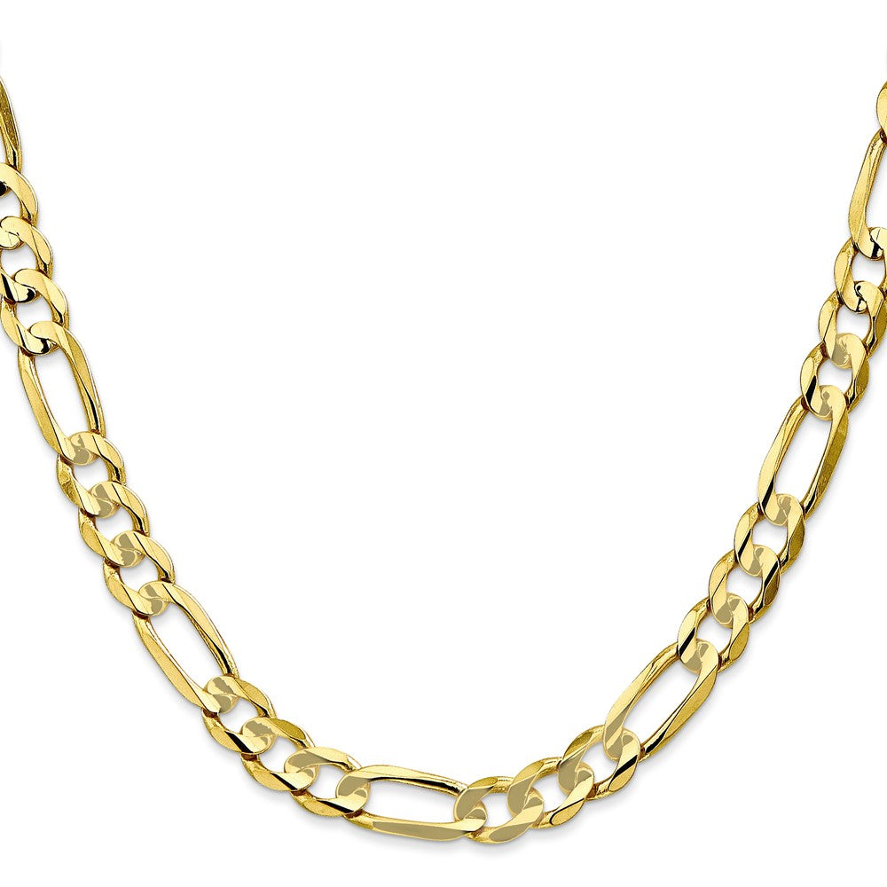 10k Yellow Gold 6.75 mm Concave Open Figaro Chain