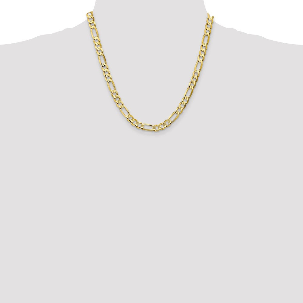 10k Yellow Gold 6.75 mm Concave Open Figaro Chain (23.49 grams)