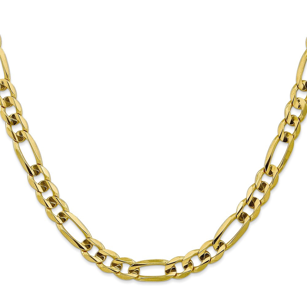 10k Yellow Gold 7.5 mm Concave Open Figaro Chain (30.55 grams)