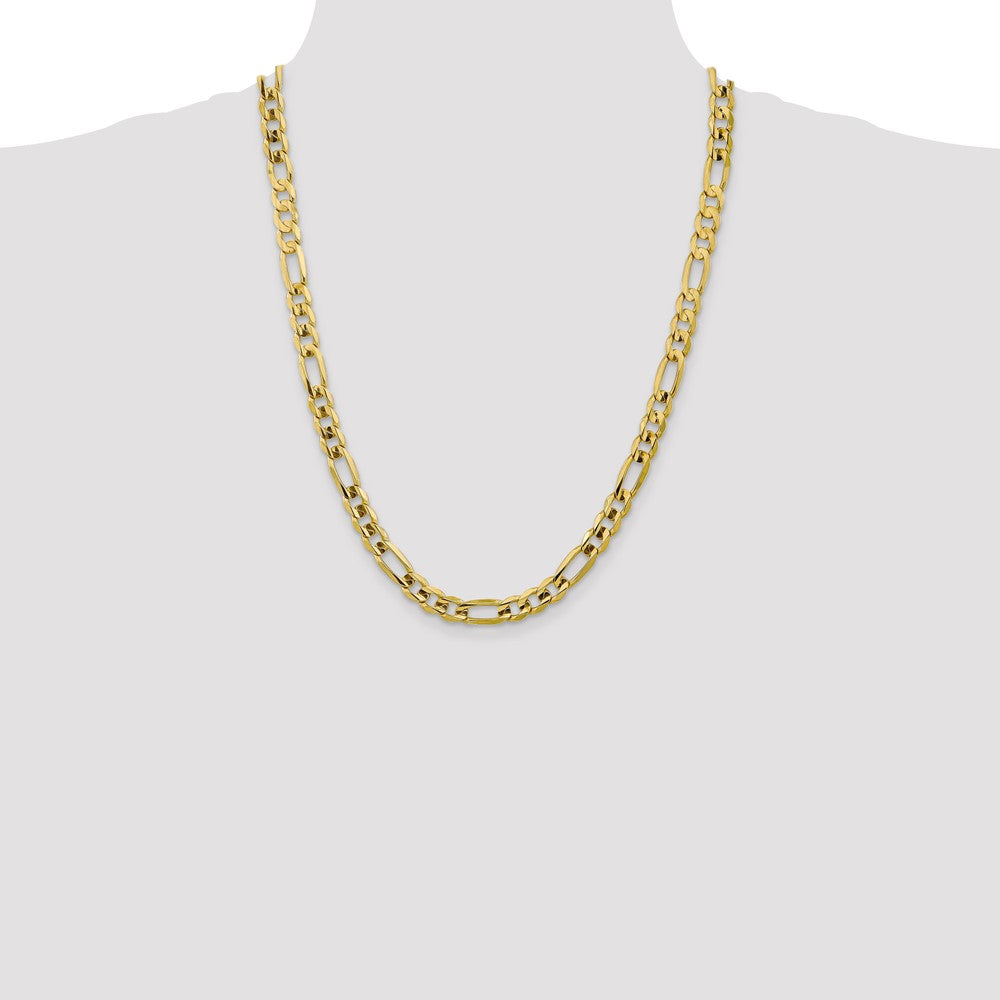 10k Yellow Gold 7.5 mm Concave Open Figaro Chain (30.55 grams)