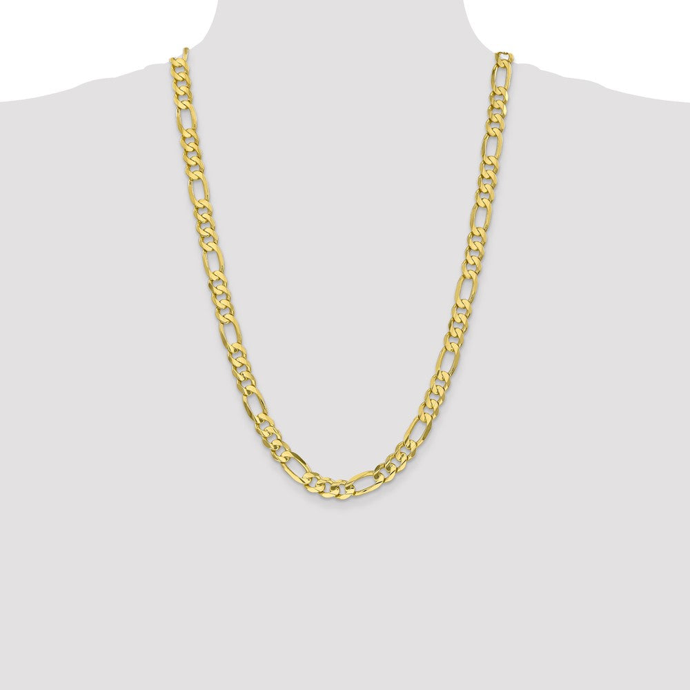 10k Yellow Gold 8.75 mm Concave Open Figaro Chain