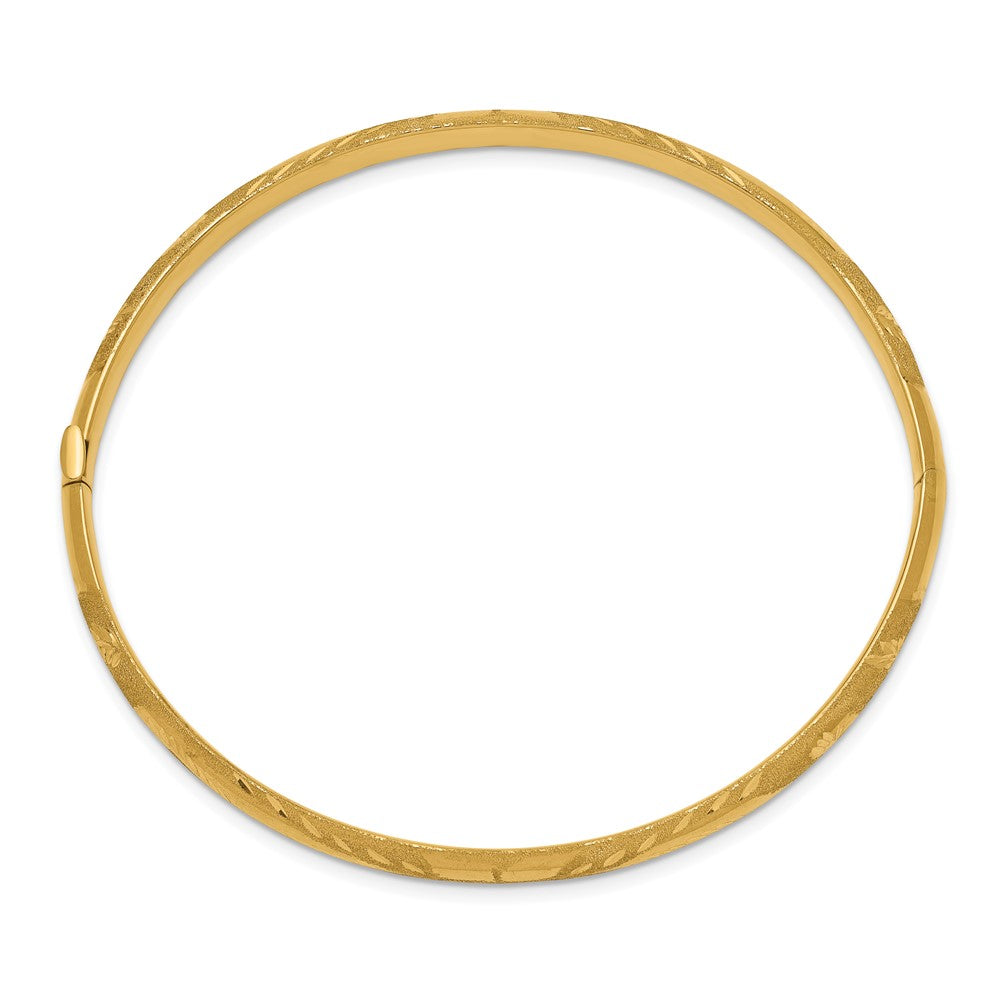 10k Yellow Gold 5 mm 3/16 Laser Cut Hinged Bangle Bracelet (3.84 grams)