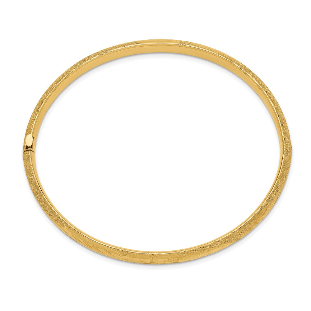 10k Yellow Gold 6 mm 4/1 Laser Cut Hinged Bangle Bracelet (6.01 grams)