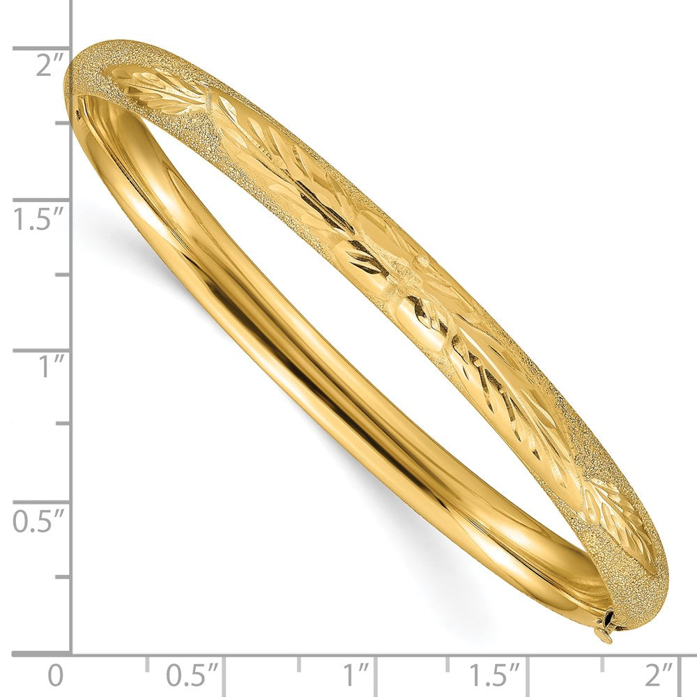 10k Yellow Gold 6 mm 4/1 Laser Cut Hinged Bangle Bracelet (6.01 grams)