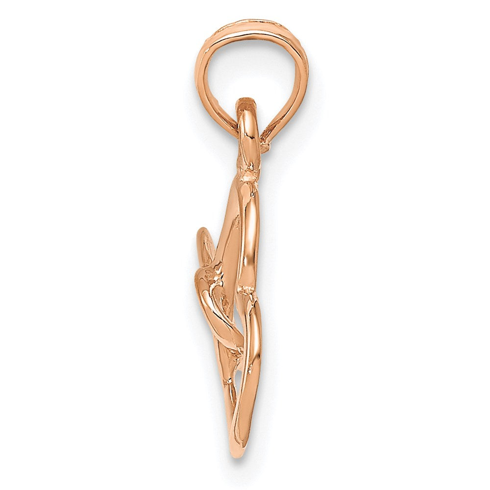 10K Rose Gold Polished Intertwined Double Heart Pendant (0.59 grams)