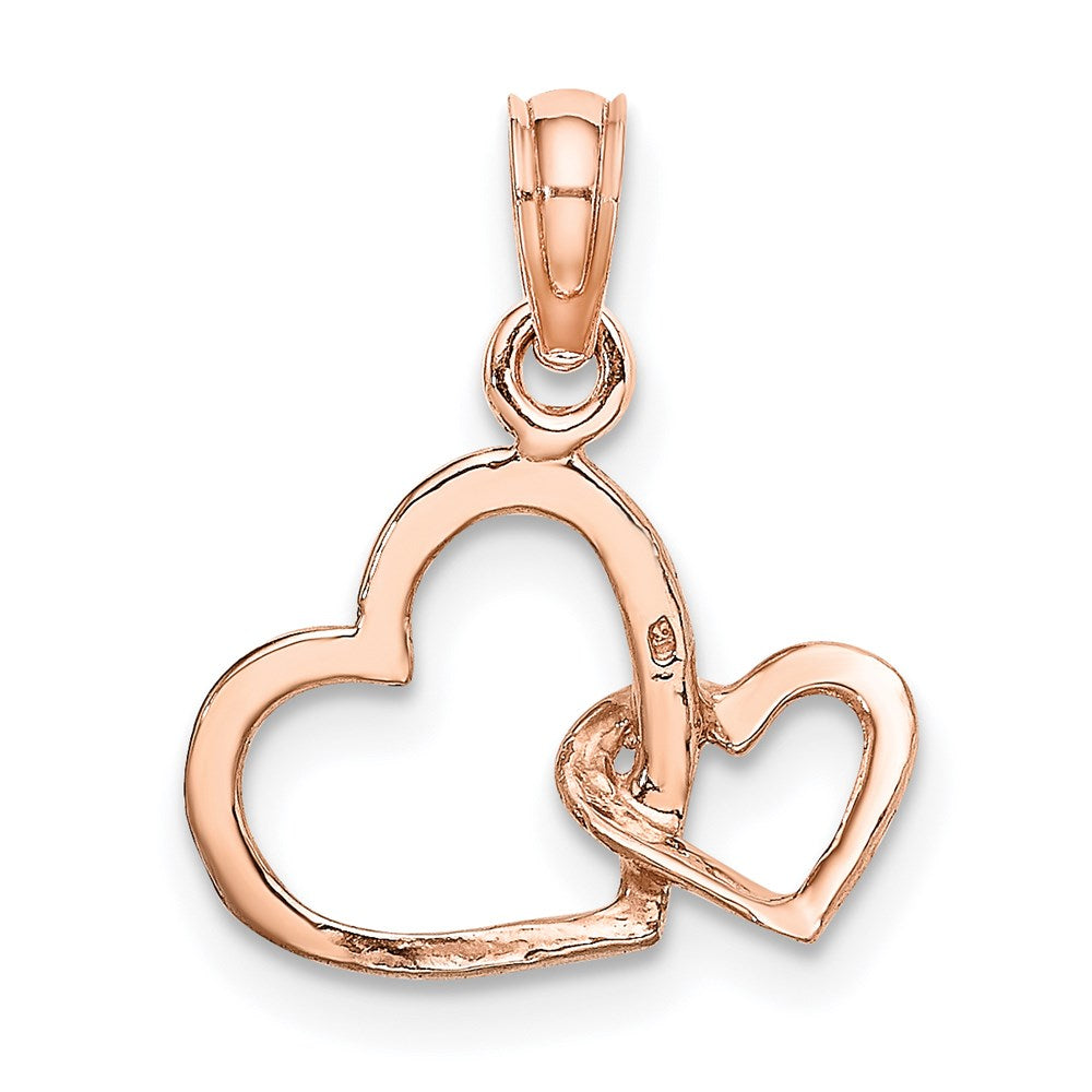 10K Rose Gold Polished Intertwined Double Heart Pendant (0.59 grams)