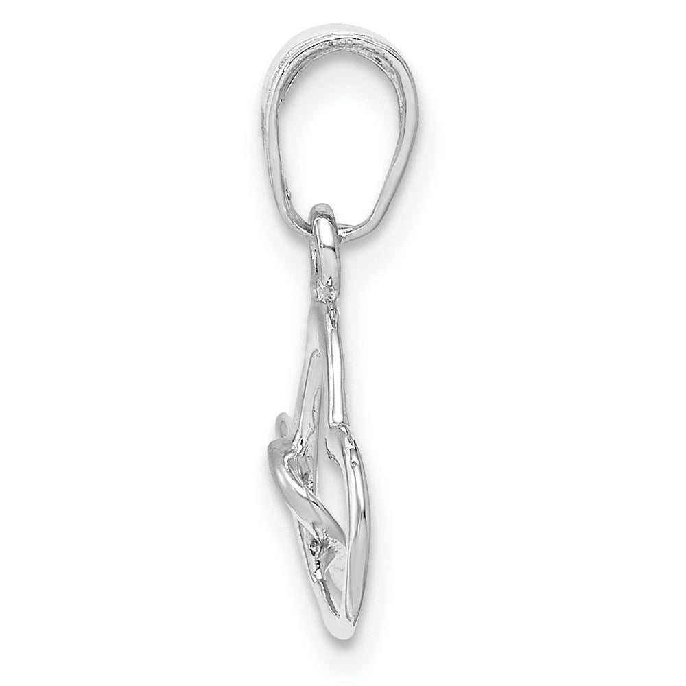 10K White Gold Polished Intertwined Double Heart Pendant (0.57 grams)