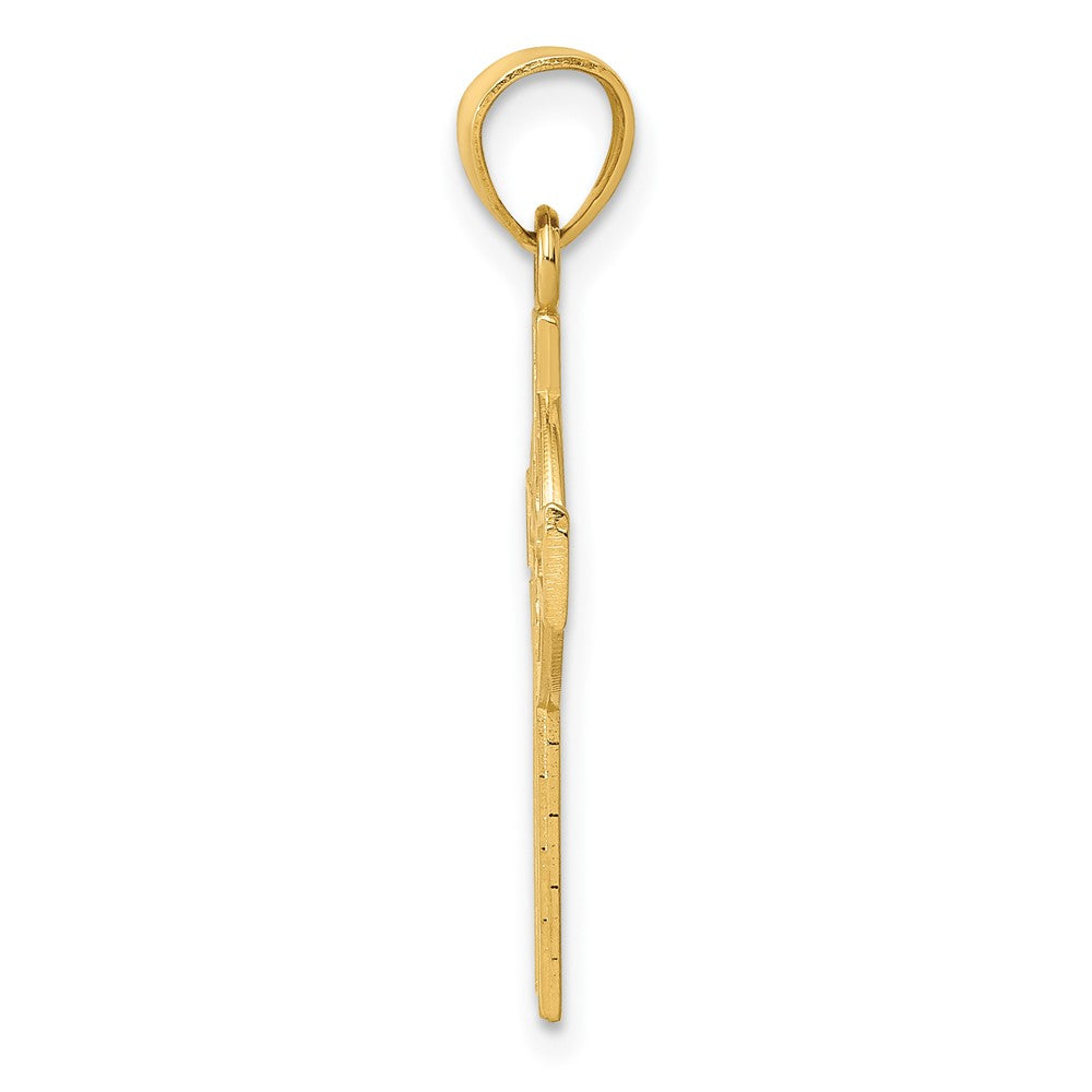 10k Yellow Gold 19 mm Reversible GOD IS LOVE Celtic Cross Pendant (0.73 grams)