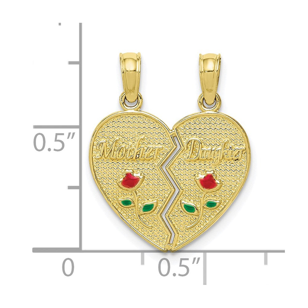 10k Yellow Gold 9 mm Enameled MOTHER - DAUGHTER Pendant (1.29 grams)