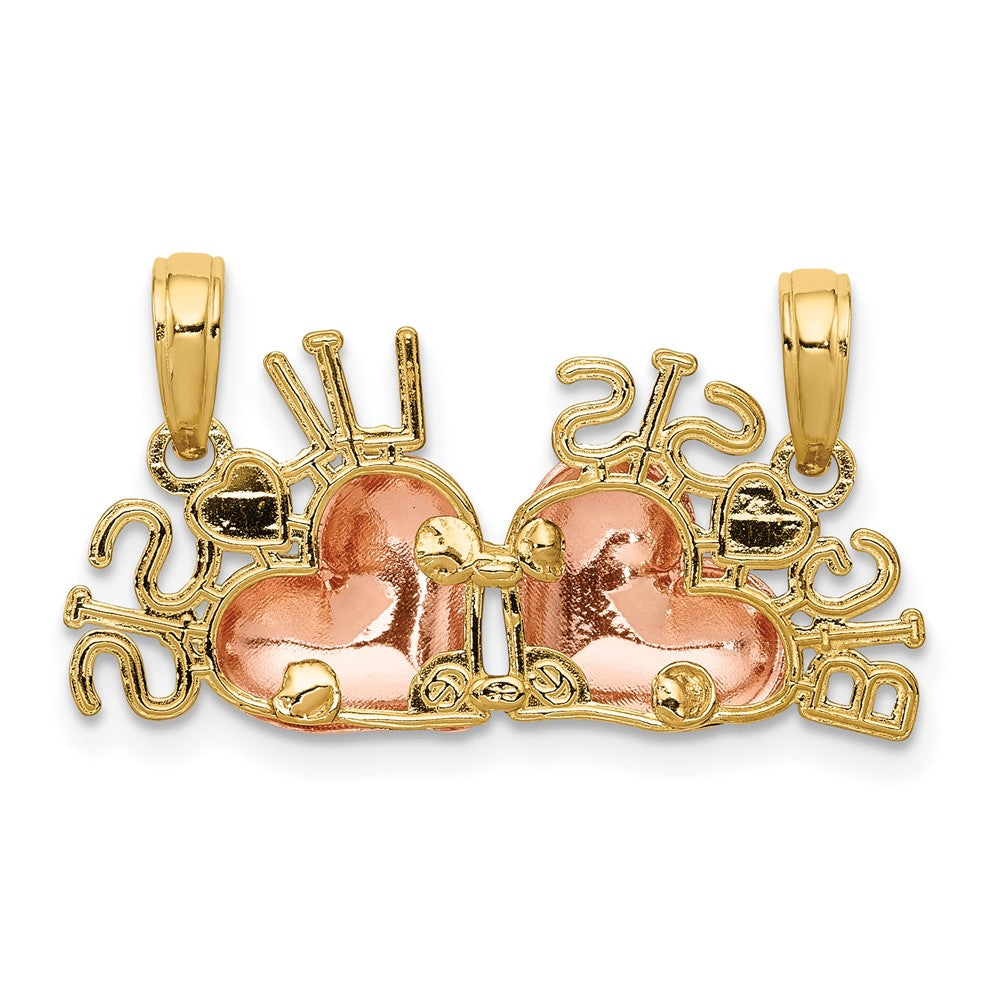10k Two-tone 23 mm Big Sis/Lil Sis Break-a-part Pendant (1.76 grams)