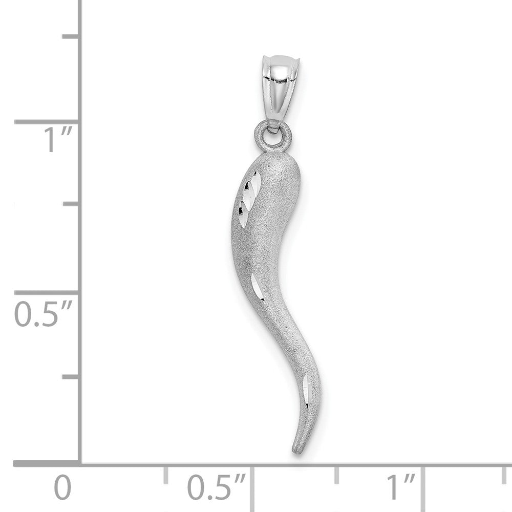 10k White Gold 5 mm Solid D/C Italian Horn Charm (1.71 grams)