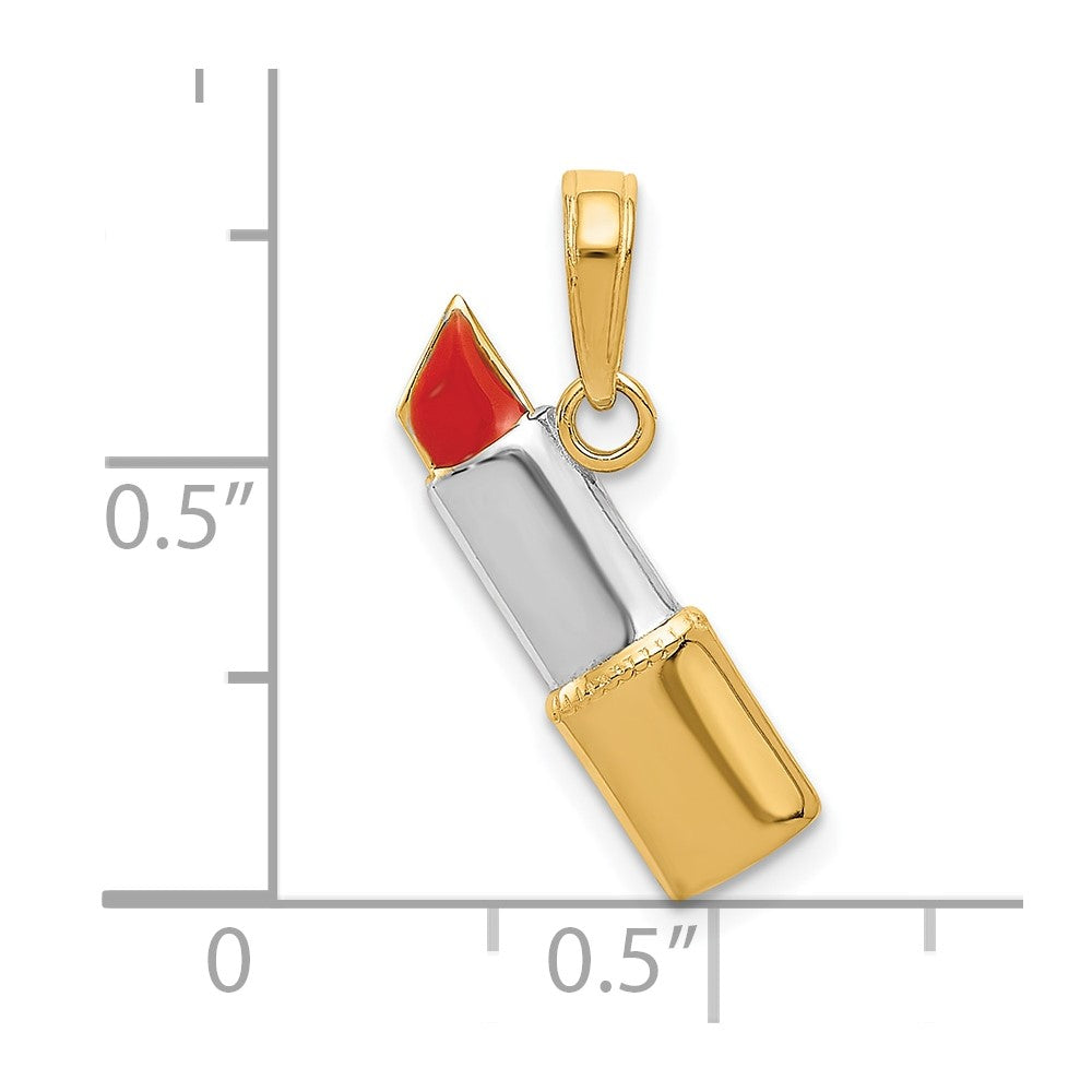 10k Yellow w/Rhodium 5 mm Enameled Lipstick Charm (0.62 grams)