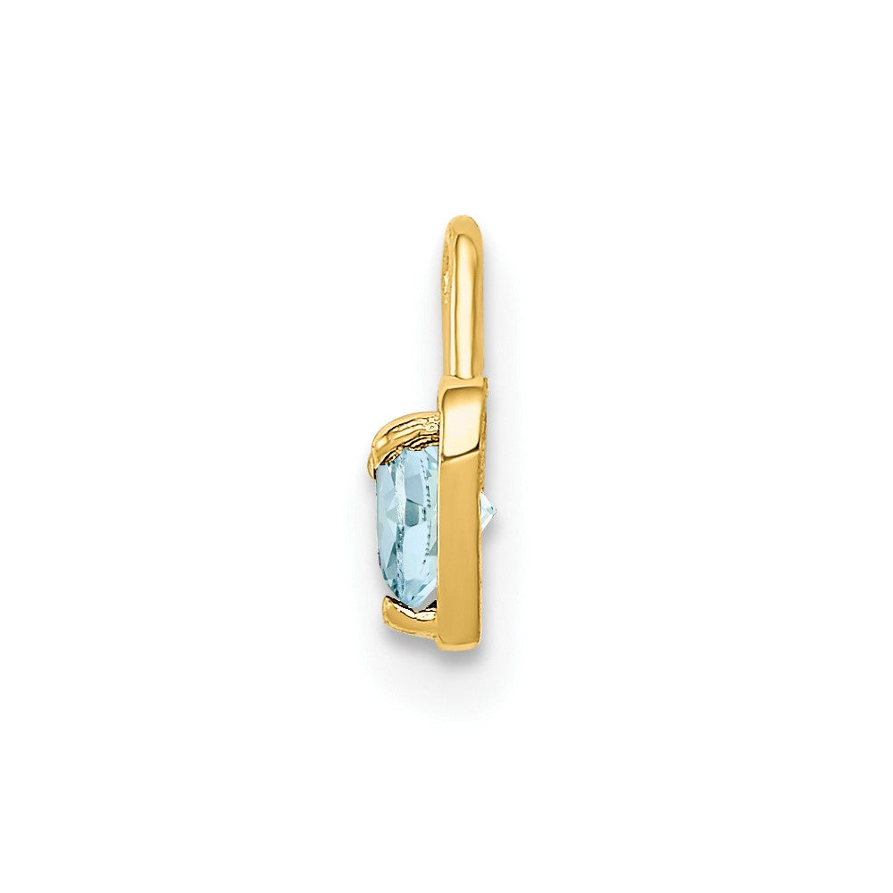 10ky March Synthetic Birthstone Heart Charm (0.19 grams)