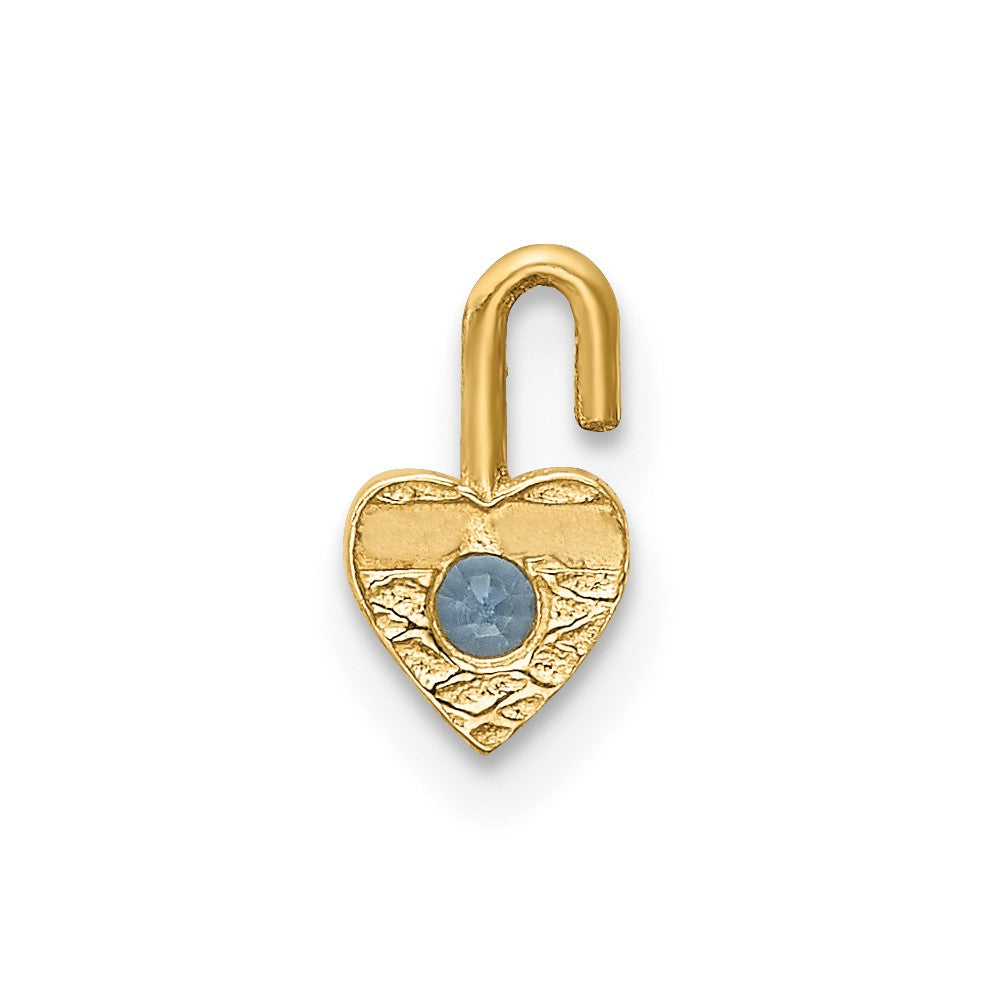 10ky March Synthetic Birthstone Heart Charm (0.19 grams)