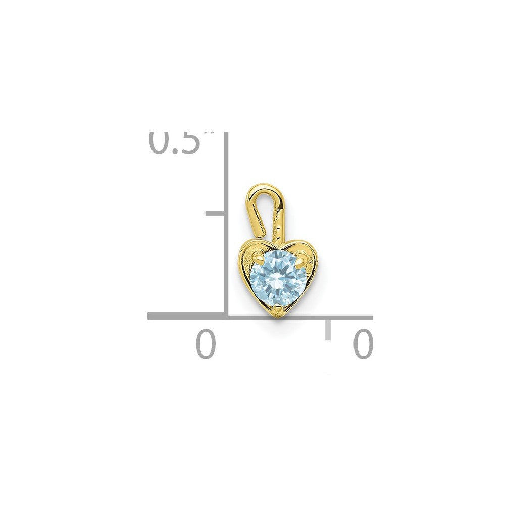 10ky March Synthetic Birthstone Heart Charm (0.19 grams)