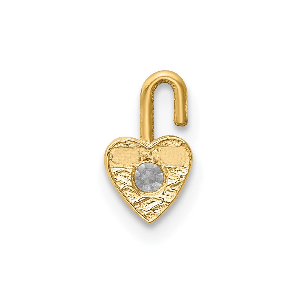 10ky April Synthetic Birthstone Heart Charm (0.19 grams)