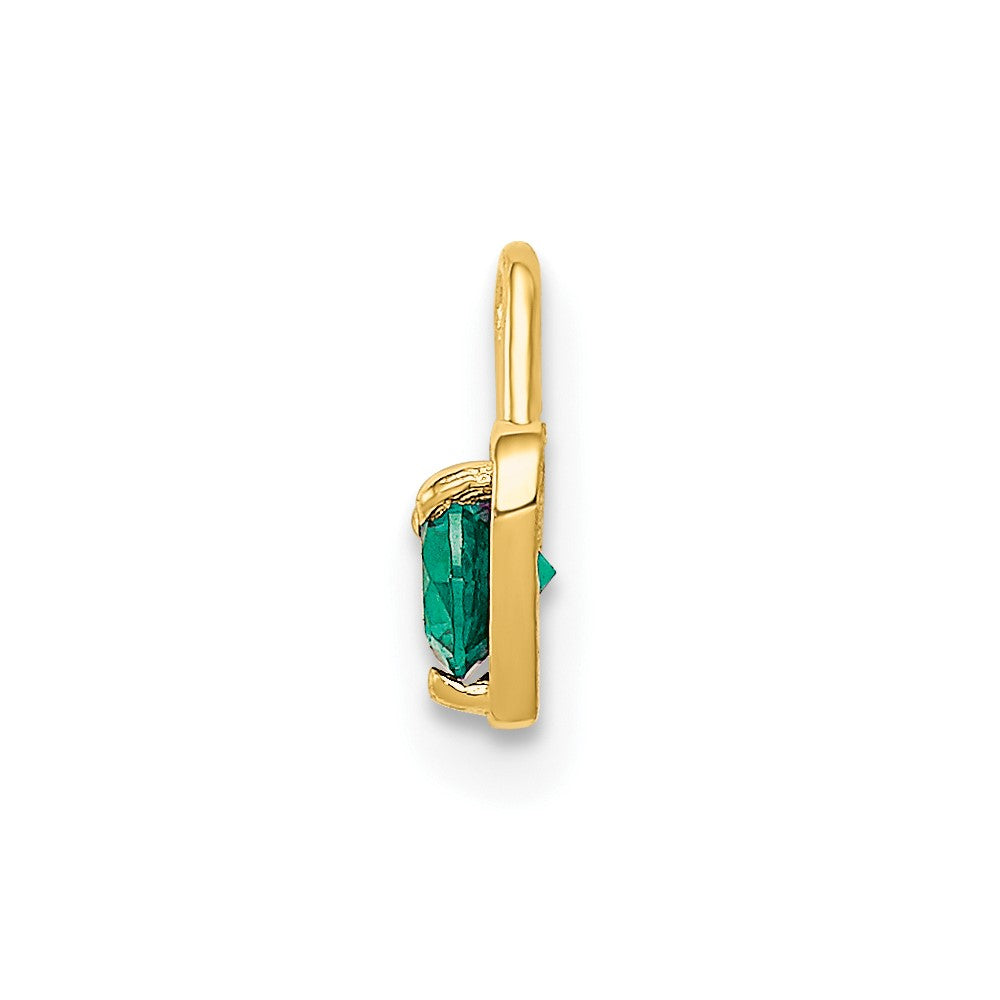 10ky May Green Crystal Birthstone Heart Charm (0.19 grams)