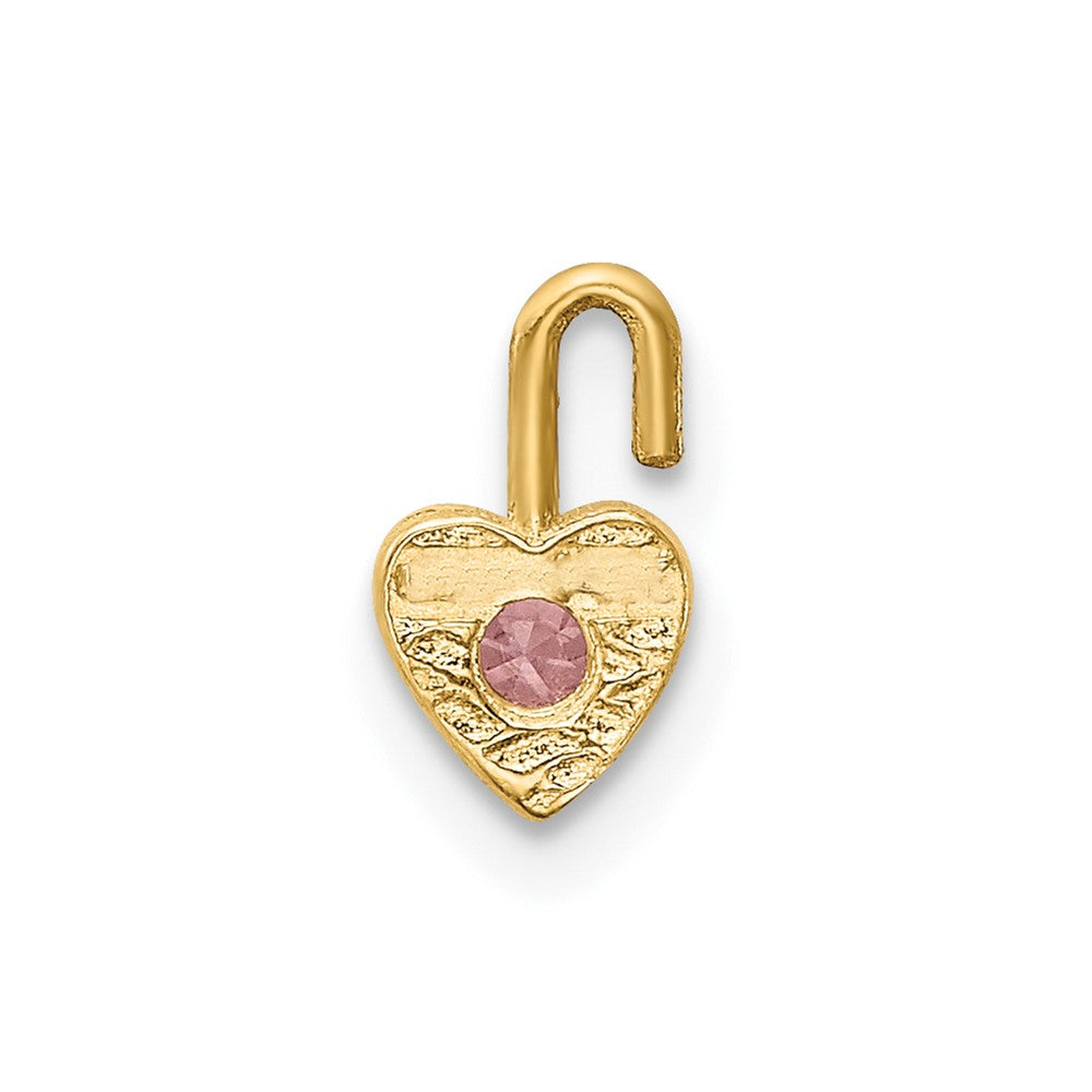 10ky October Synthetic Birthstone Heart Charm (0.19 grams)