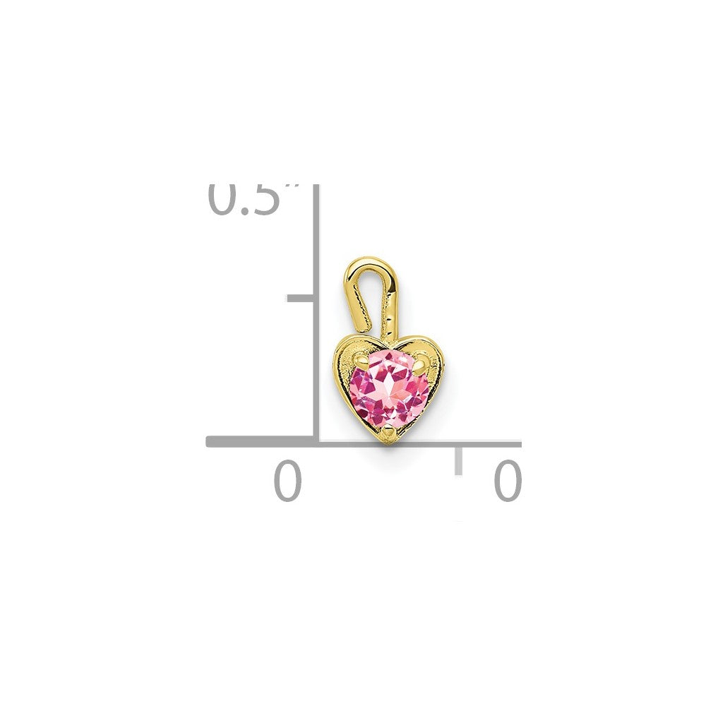 10ky October Synthetic Birthstone Heart Charm (0.19 grams)