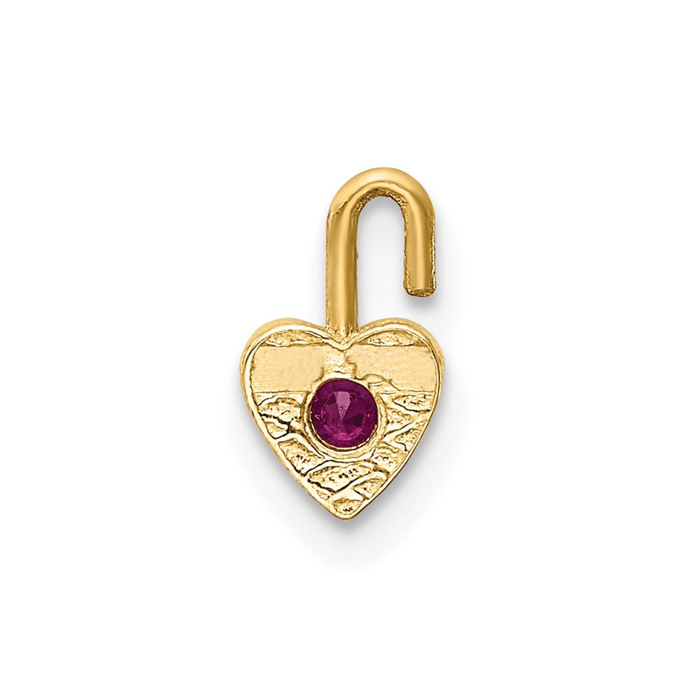 10ky July Synthetic Birthstone Heart Charm (0.19 grams)